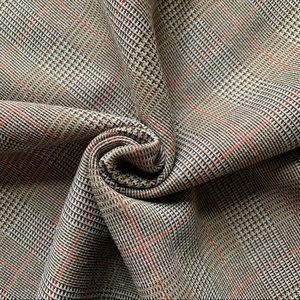 Vintage 80s 90s plaid skirt in tan, brown and red Burberry style print.